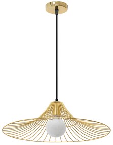 Lampa Sufitowa Wisząca Płaska Okrągła Loft APP499-1CP Złota