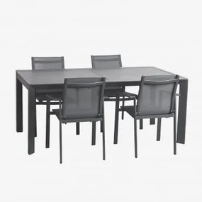 Zestaw Rozkładanego Stołu Prostokątnego Starmi O Wymiarach 180-240x100 Cm, Wykonanego Z Aluminium, Oraz 4 Krzesła Ogrodowe - Sklum