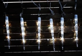 Świąteczne lampki - sople, zimna biel, 8 funkcji