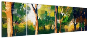 Obraz lasu w letnim słońcu, malarstwo (170x50 cm)