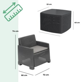 I.P.A.E-Progarden Zestaw ogrodowy COMO, 4-częściowy, antracytowy