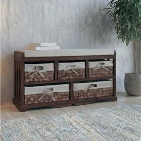 Komoda i ławka z 5 szufladami,  brązowa