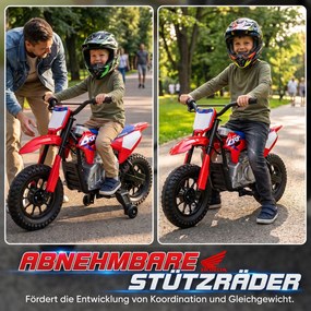 AIYAPLAY Elektryczny motocykl dla dzieci HONDA CRF 450R 12 V dziecięcy motocross z silnikiem 35 W akumulatorem litowym tylne zawieszenie koła 30,48 cm | Aosom PL