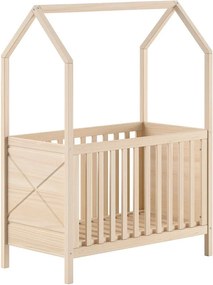 Łóżeczko z litego drewna sosnowego z regulowaną wysokością w naturalnym kolorze 60x120 cm Scott – Vipack