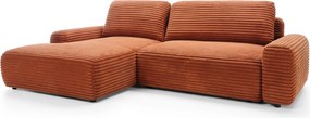 Masseno Narożnik OSSO z funkcją spania i pojemnikiem na pościel Narozniki L, Rozkładana sofa - Ceglasty, AMBIENCE 09