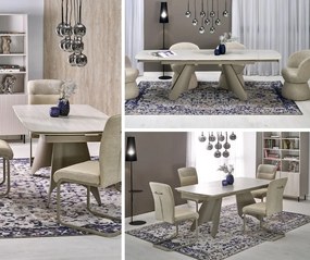 Rozkładany stół z blatem ze spieku w kolorze trawertynu Salix Halmar