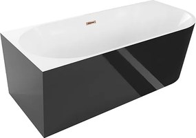Mexen Mia wanna wolnostojąca narożna lewa 180 x 80 cm, biała/czarna, przelew różowe złoto - 52691808075L-60