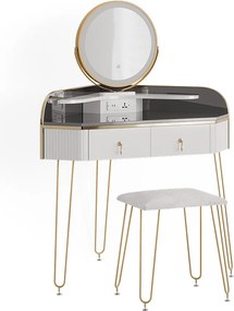 Narożna toaletka biały wysoki połysk 99x70x134 amira