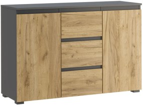 Nowoczesna komoda z szufladami i półkami antracyt + dąb craft 120 cm - Elsinor 4X