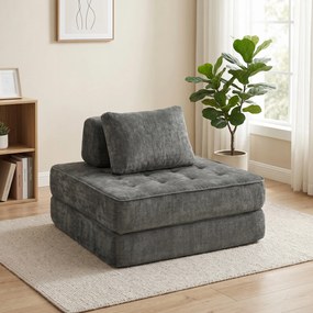HOMCOM 2-in-1 Boneless Cloud fotel podłogowy, składana sofa Chenille z grubą poduszką podpierającą, szary | Aosom PL