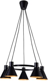 Czarna lampa wisząca industrialna do salonu - 4X K107 S7-Z61