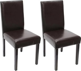 Krzesło do jadalni Littau ze sztucznej skóry, zestaw 2 sztuki,  sztuczna skóra, brązowe, ciemne nogi
