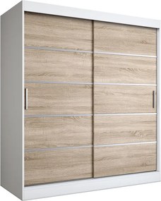 Szafa przesuwna biel + dąb sonoma 180 cm D1-Z71
