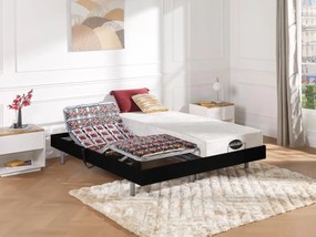 Stelaż relaksacyjny 2x91 płytek wykończenie drewniane kolor czarny marki DREAMEA - 2 x 70 x 190 cm - silniki OKIN