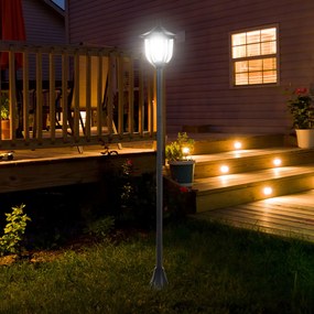 Outsunny lampa ogrodowa LED solarna latarnia ogrodowa czarna stal nierdzewna wysoka 30 60 lumenów | Aosom PL