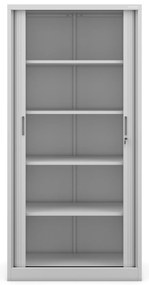 Metalowa szafa biurowa na akta z roletą DAMIAN, 900 x 1850 x 450 mm, szara