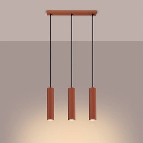 Lampa wisząca minimalistyczny Gloow, aluminium - 3 źródło światła 3000K - L.45 x H.98 cm - ochra czerwona