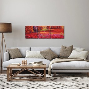 Obraz czerwonego krajobrazu (z zegarem) (90x30 cm)