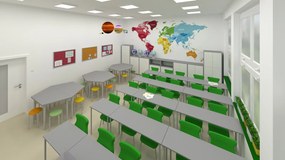 Regulowany stolik uczniowski do szkoły i przedszkola Sinum prostokątny 70x50 cm