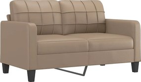 Zestaw kanap 2 szt. Cappuccino Ze Skóry Ekologicznej Wytrzymały i Wygodny z Ozdobnymi Poduszkami