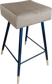 Hoker MAX krzesło barowe tkanina Welur podstawa metalowa : Kolor nogi - Czano-złota stożek, Kolor tkaniny - VELVET - MG09, Typ siedziska - Siedzisko stałe