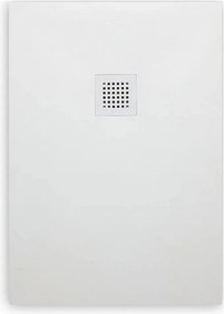 Brodzik prostokątny cienki biały "Milano" z żywicy imitującej kamień, antypoślizgowy, 80x100h cm