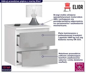 Szafka nocna z szufladami biały + metalik połysk K5-L17