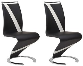 Komplet 2 krzeseł TWIZY - Materiał skóropodobny czarny + biały