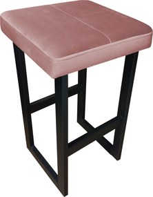 Hoker ALEX krzesło barowe tkanina Welur podstawa metalowa : Kolor Stelaża - Czarny , Kolor tkaniny - VELVET - MG58, Wysokość - 60 cm