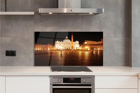 Szkło do Kuchni na Ścianę Plac przed Bazyliką Nocą