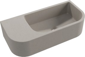 Umywalka betonowa wisząca / nablatowa półokrągła z półką bez otworu na baterię 65 x 30 cm LARMO | różne kolory : Kolor - Cappuccino, Typ montażu - nablatowa