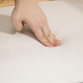 HOMCOM Egzotyczny Fotel Tapicerowany, Drewno Kauczukowe, Poduszka o Wyglądzie Lnu, 63D x 69S x 78W cm, Kremowy