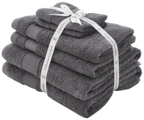 Ciemnoszare bawełniane ręczniki frotte zestaw 6 szt. Anti-Bacterial – Catherine Lansfield