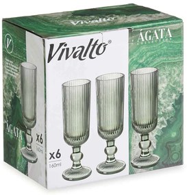 Kieliszki do szampana LINES z ryflowanego szkła, zestaw 6 sztuk, 160 ml