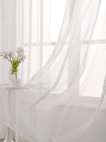 Biała zasłona TASMA ze wzorem 140x250 cm Zawieszanie: Metalowe pierścienie