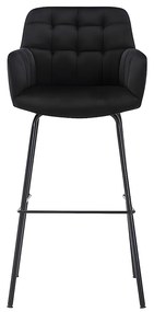Zestaw 2 stołków barowych z weluru i metalu - kolor czarny - PEGA marki Pascal Morabito