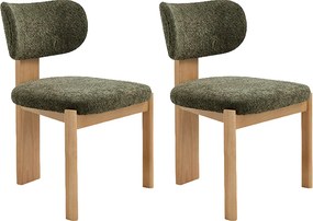 Komplet 2 szt. krzeseł w tkaninie bukla i drewnie kauczukowca - Khaki WILANA