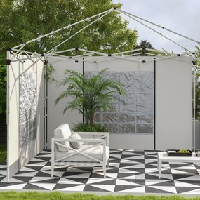 Outsunny Zasłony do Altany, Zestaw 2 szt., do altan ogrodowych 3x6m lub 3x3m, z oknami i drzwiami, Biały