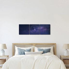 Obraz nocnego nieba (z zegarem) (90x30 cm)