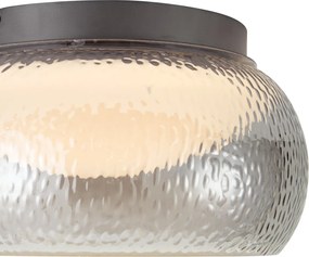 Lampa sufitowa Art Deco grafitowa z przydymionym szkłem i 3-stopniowo ściemnialnym LED - Thimble