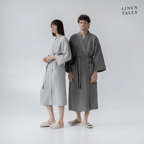 Ciemnoszary szlafrok w rozmiarze L/XL Honeycomb – Linen Tales