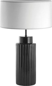 Lampa sto?owa CERAMIC styl klasyczny - E27 15W - Wysoko?? 63,5 cm - bawe?niany aba?ur ø38 cm - IP20 - kabel 2 m - on&off - ceramiczny - czarno-bia?y