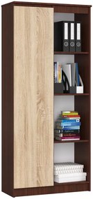 Regał z drzwiczkami na dokumenty wenge + dąb sonoma- Cersal 3X