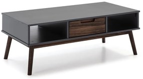 Antracytowy stolik z drewna sosnowego Marckeric Nussa, 110x55 cm