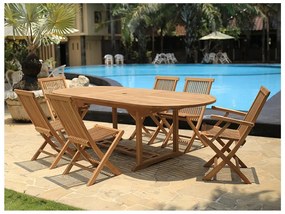 Ogrodowy stół jadalniany , rozkładany – Drewno tekowe – dł. 180-240 cm - BYBLOS II marki MYLIA