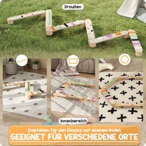 AIYAPLAY Zestaw Belka Balansowa dla Dzieci z Drewna, dla Dzieci 3-8 Lat, Dwustronne Deski do Balansowania dla Zabawnej Koordynacji