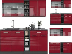 Pojedyncza kuchnia czerwony wysoki połysk/antracyt 160x60x81.6 r-line