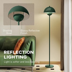 HOMCOM Lampa podłogowa, okrągły klosz, sterowanie nożne, długi kabel, elegancki design, stal, zielona