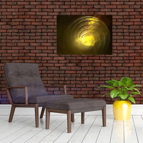 Obraz żółtej abstrakcyjnej spirali (70x50 cm)