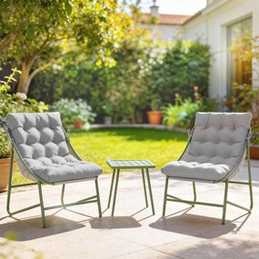 Outsunny Zestaw Mebli Balkonowych 3-częściowy z Stolikiem, Poduszkami, Stalową Ramą i Regulowanymi Nóżkami - Jasnoszary | Aosom PL